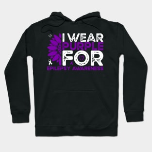 Epilepsy Awareness I Wear Purple for Epilepsy Sunflower Hoodie